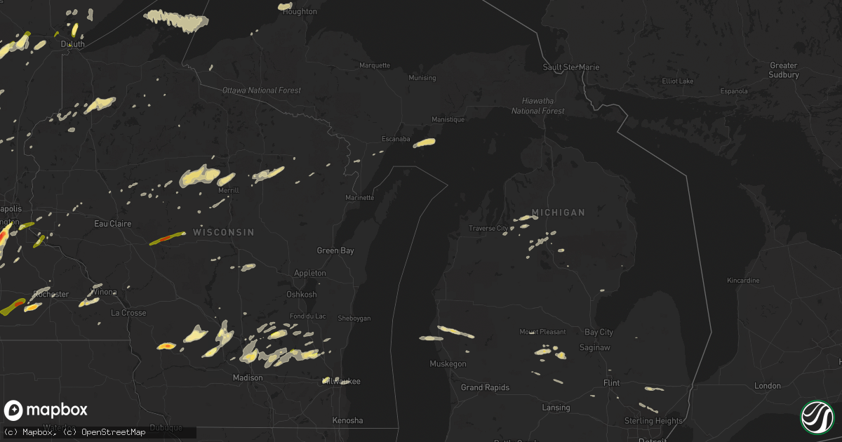 Hail map in Michigan on May 7, 2014