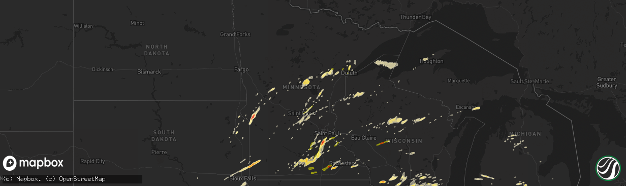 Hail map in Minnesota on May 7, 2014