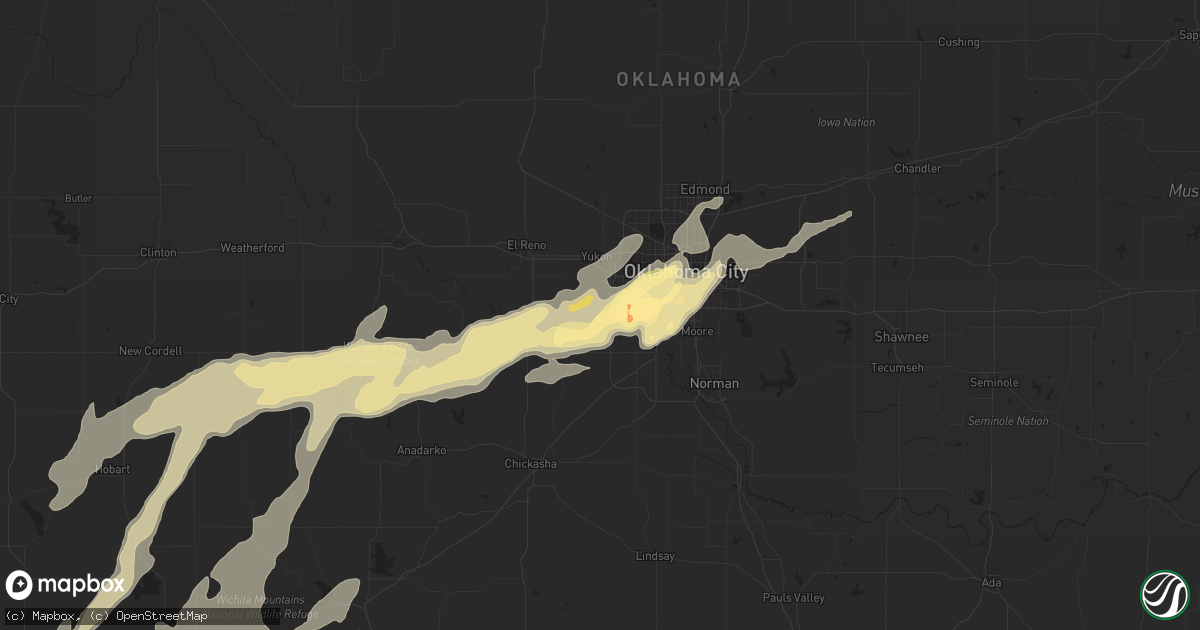 Hail map in Mustang, OK on May 7, 2014