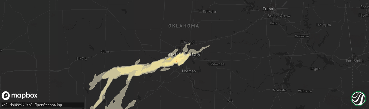 Hail map in Oklahoma City, OK on May 7, 2014