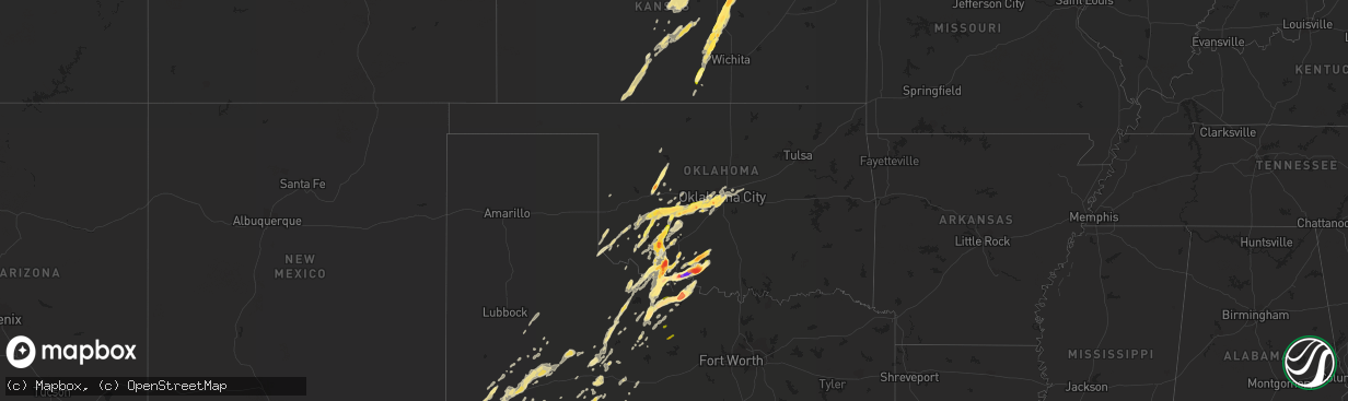 Hail map in Oklahoma on May 7, 2014