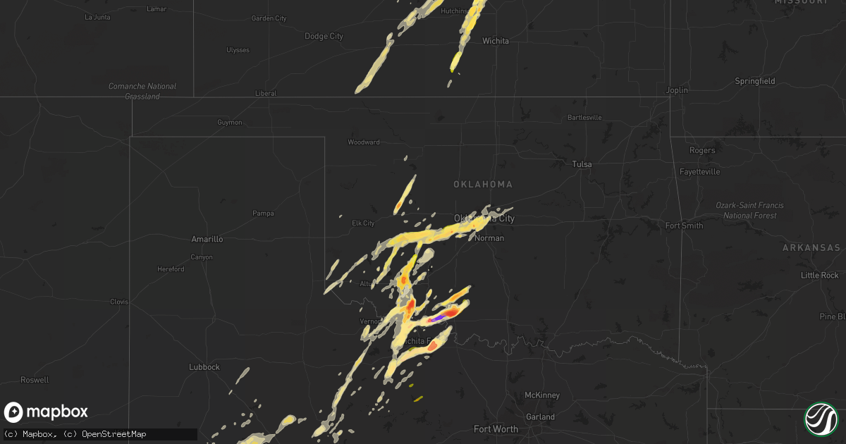 Hail map in Oklahoma on May 7, 2014