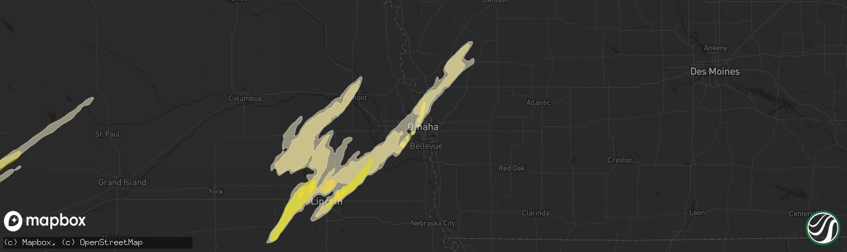 Hail map in Omaha, NE on May 7, 2014