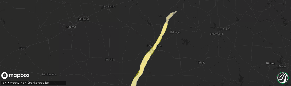 Hail map in San Angelo, TX on May 7, 2014