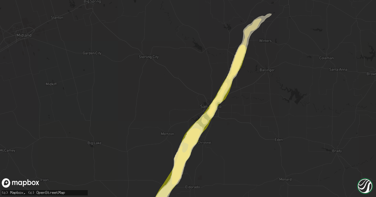 Hail map in San Angelo, TX on May 7, 2014