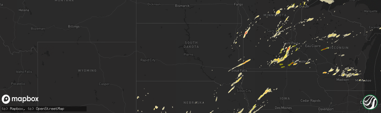 Hail map in South Dakota on May 7, 2014