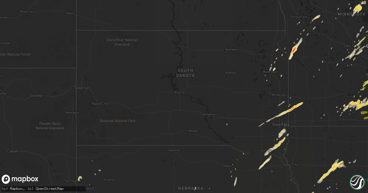 Hail map in South Dakota on May 7, 2014