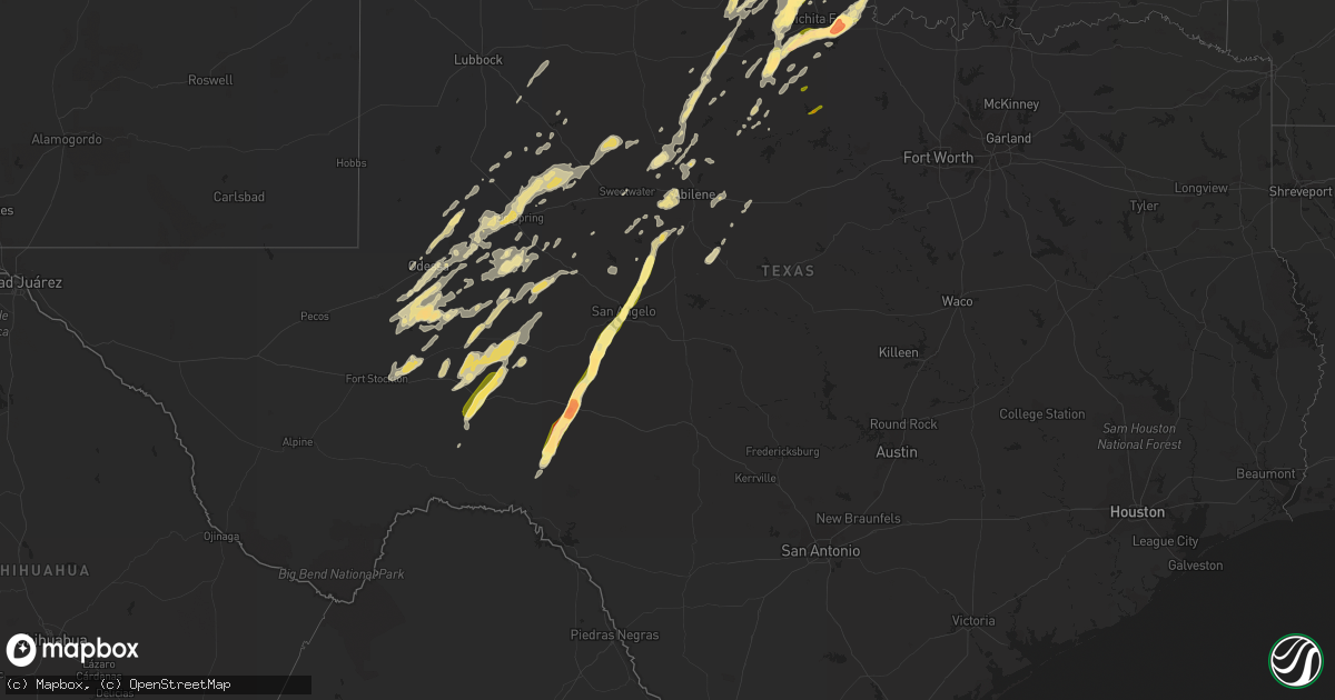 Hail map in Texas on May 7, 2014