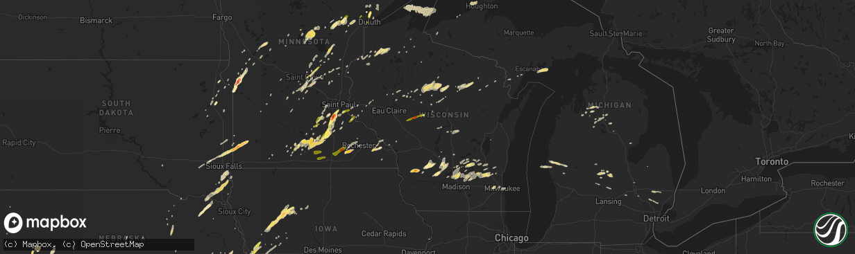 Hail map in Wisconsin on May 7, 2014