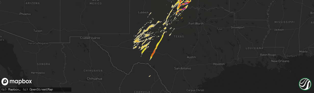 Hail map on May 7, 2014