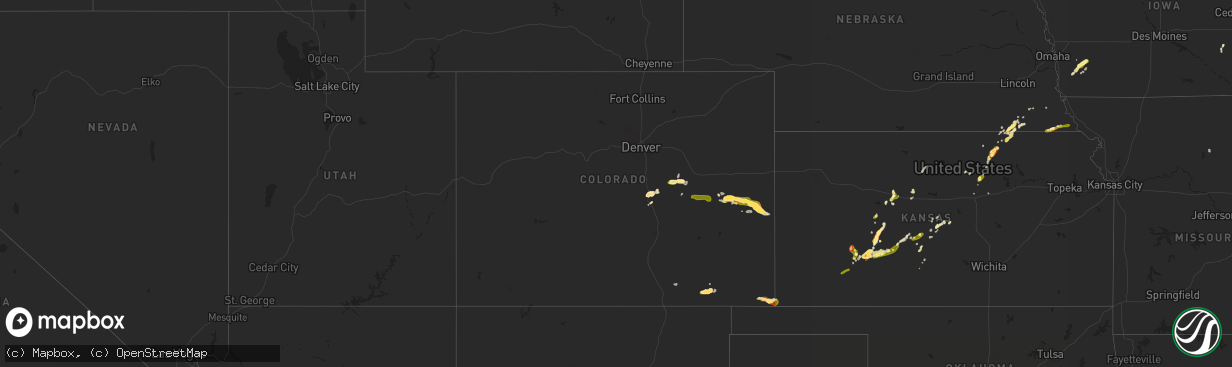 Hail map in Colorado on May 7, 2015