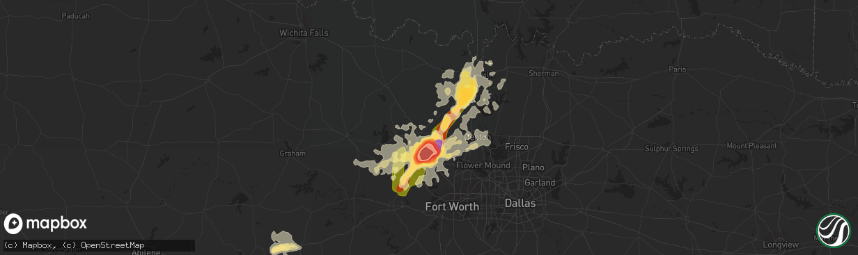 Hail map in Decatur, TX on May 7, 2015