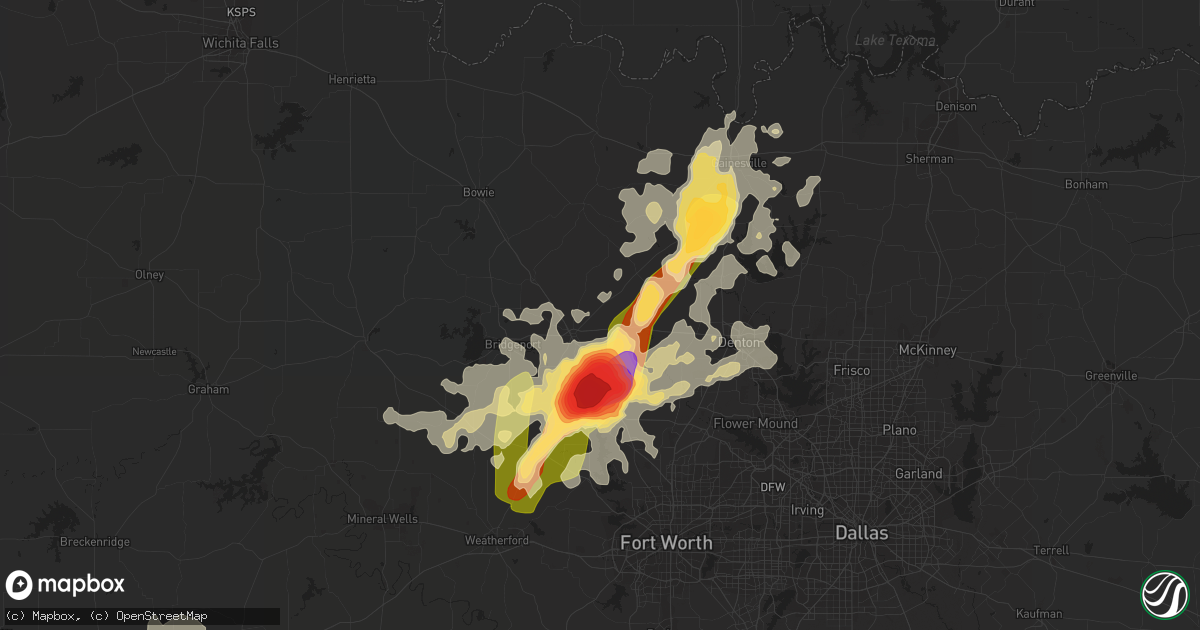 Hail map in Decatur, TX on May 7, 2015