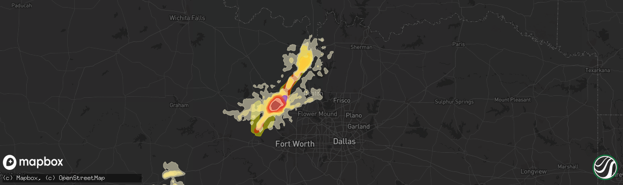 Hail map in Denton, TX on May 7, 2015