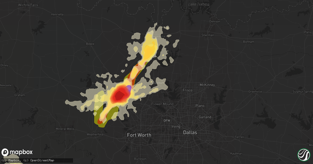 Hail map in Denton, TX on May 7, 2015