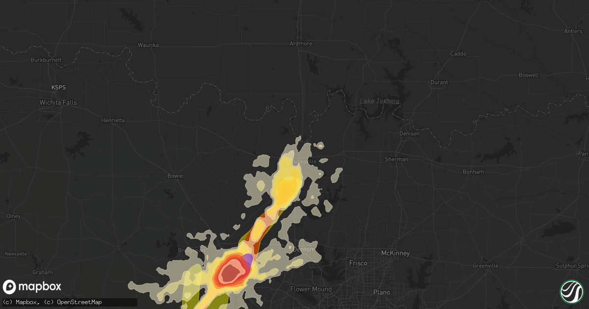 Hail map in Gainesville, TX on May 7, 2015