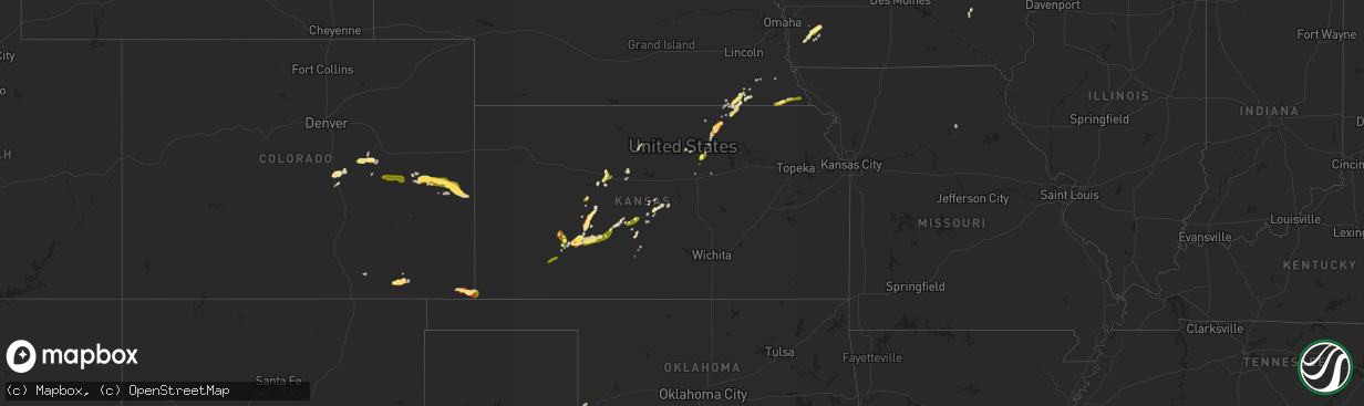 Hail map in Kansas on May 7, 2015