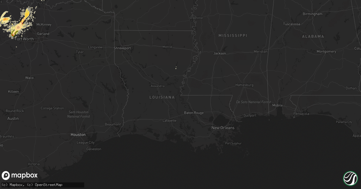 Hail map in Louisiana on May 7, 2015