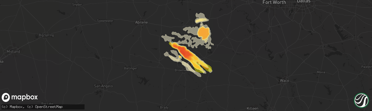 Hail map in May, TX on May 7, 2015