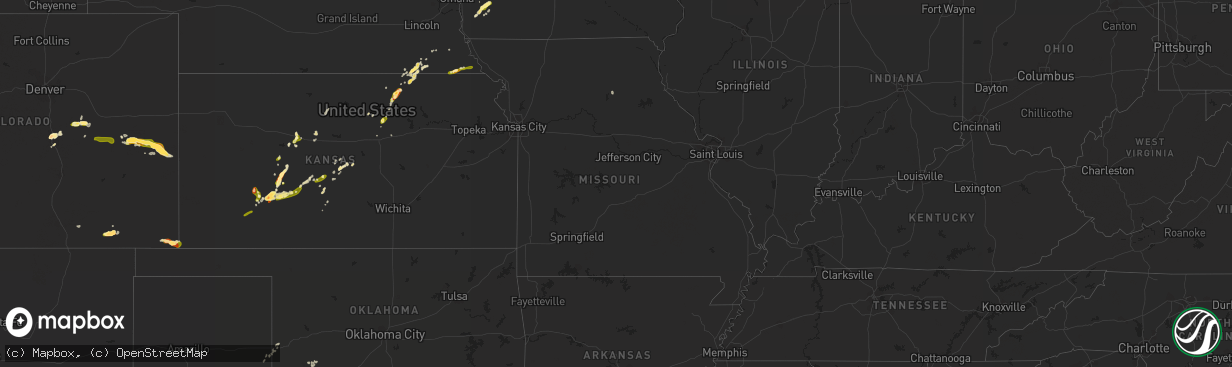 Hail map in Missouri on May 7, 2015