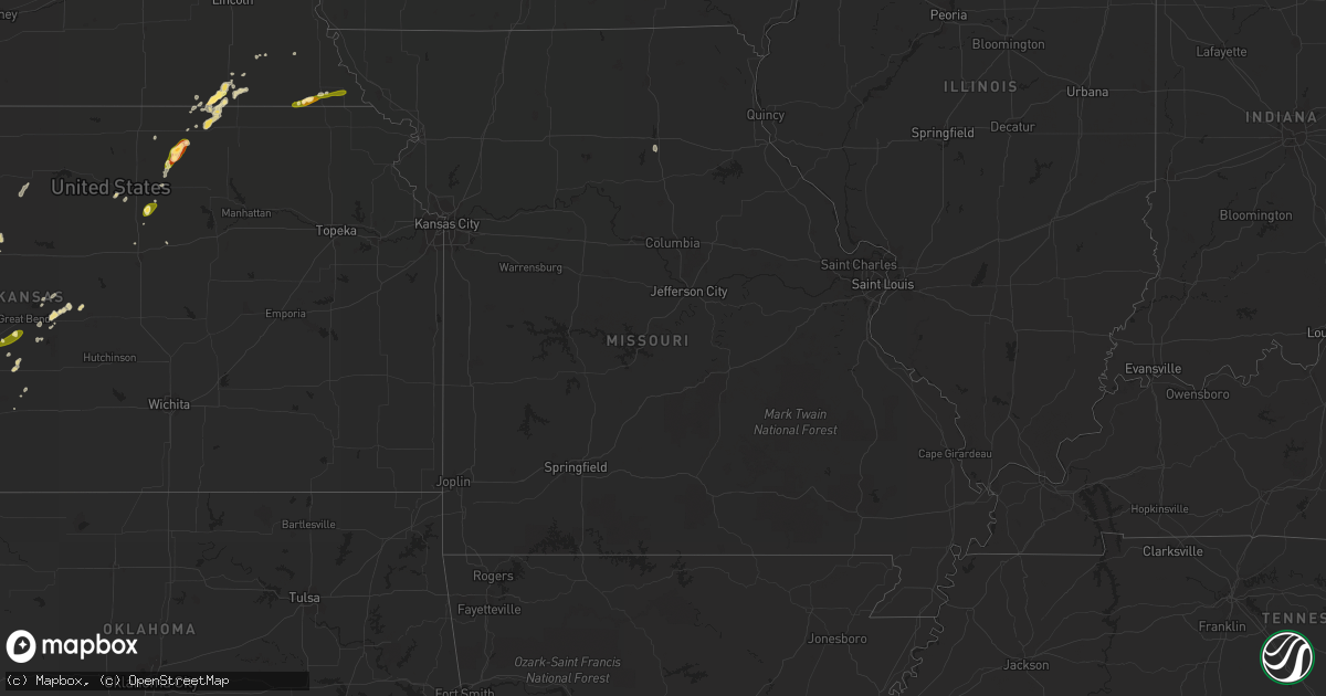 Hail map in Missouri on May 7, 2015