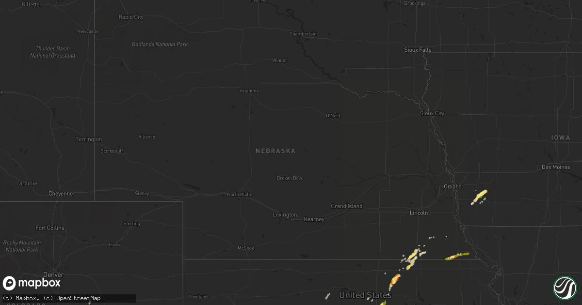 Hail map in Nebraska on May 7, 2015