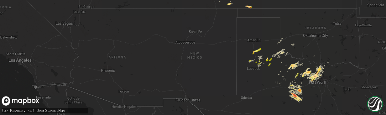 Hail map in New Mexico on May 7, 2015