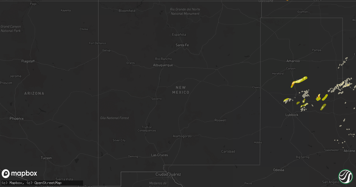 Hail map in New Mexico on May 7, 2015