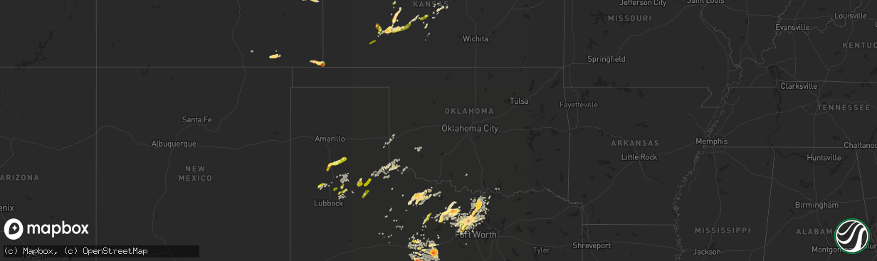 Hail map in Oklahoma on May 7, 2015