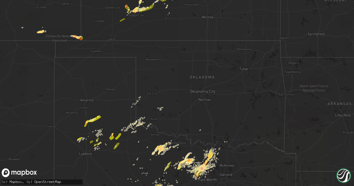 Hail map in Oklahoma on May 7, 2015