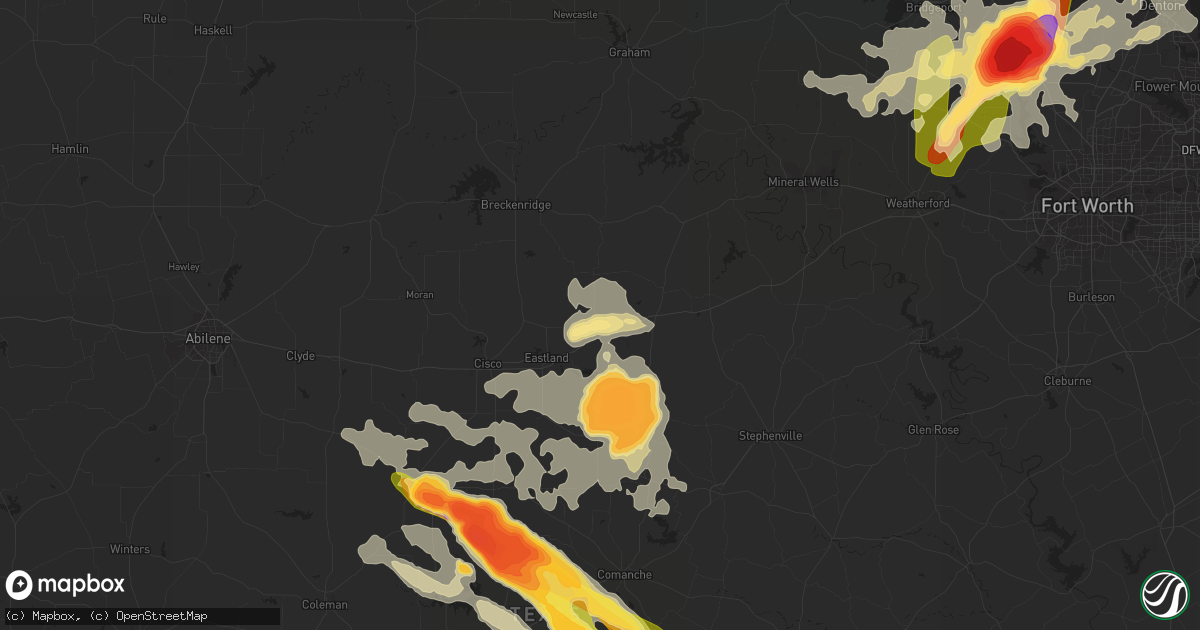 Hail map in Ranger, TX on May 7, 2015