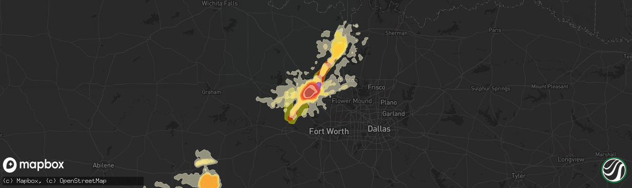 Hail map in Rhome, TX on May 7, 2015