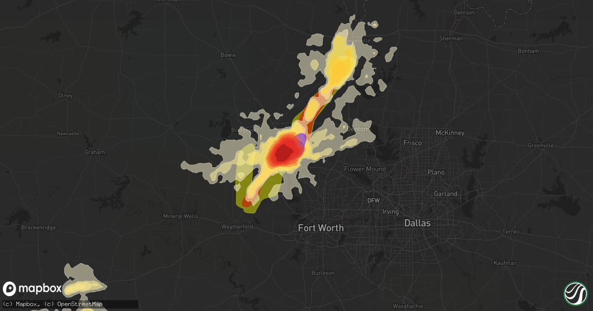 Hail map in Rhome, TX on May 7, 2015