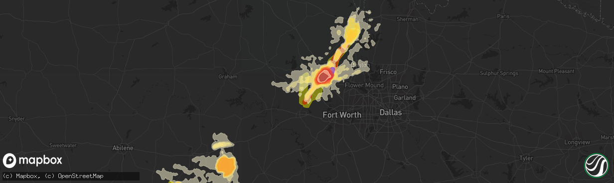 Hail map in Springtown, TX on May 7, 2015