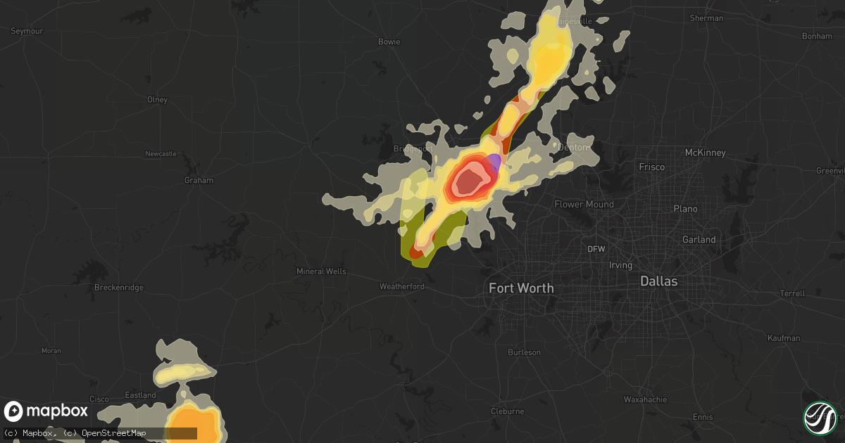 Hail map in Springtown, TX on May 7, 2015