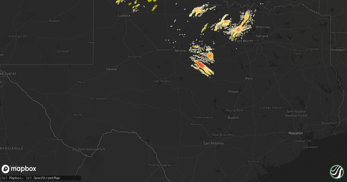 Hail map in Texas on May 7, 2015