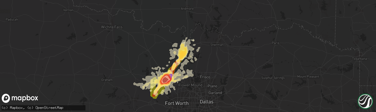 Hail map in Valley View, TX on May 7, 2015