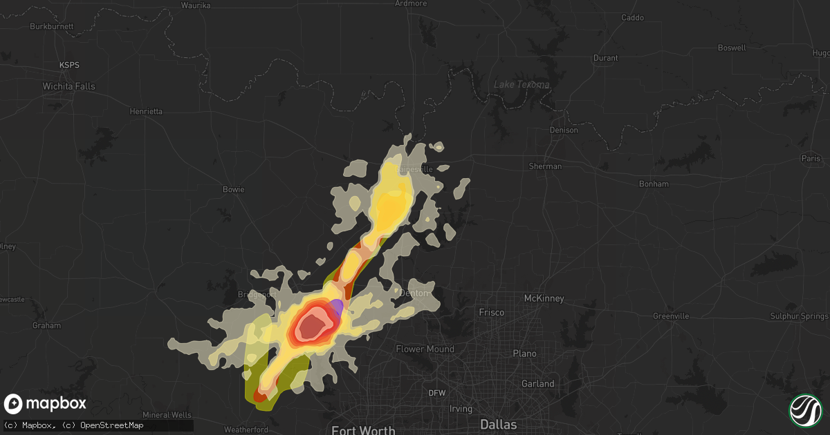 Hail map in Valley View, TX on May 7, 2015