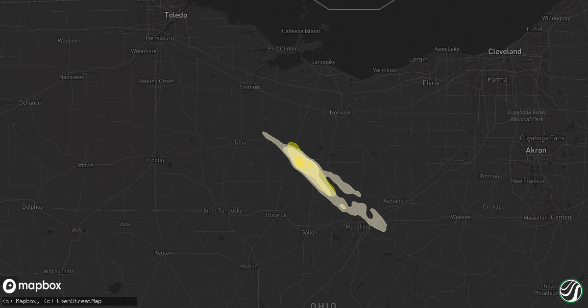Hail map in Attica, OH on May 7, 2016