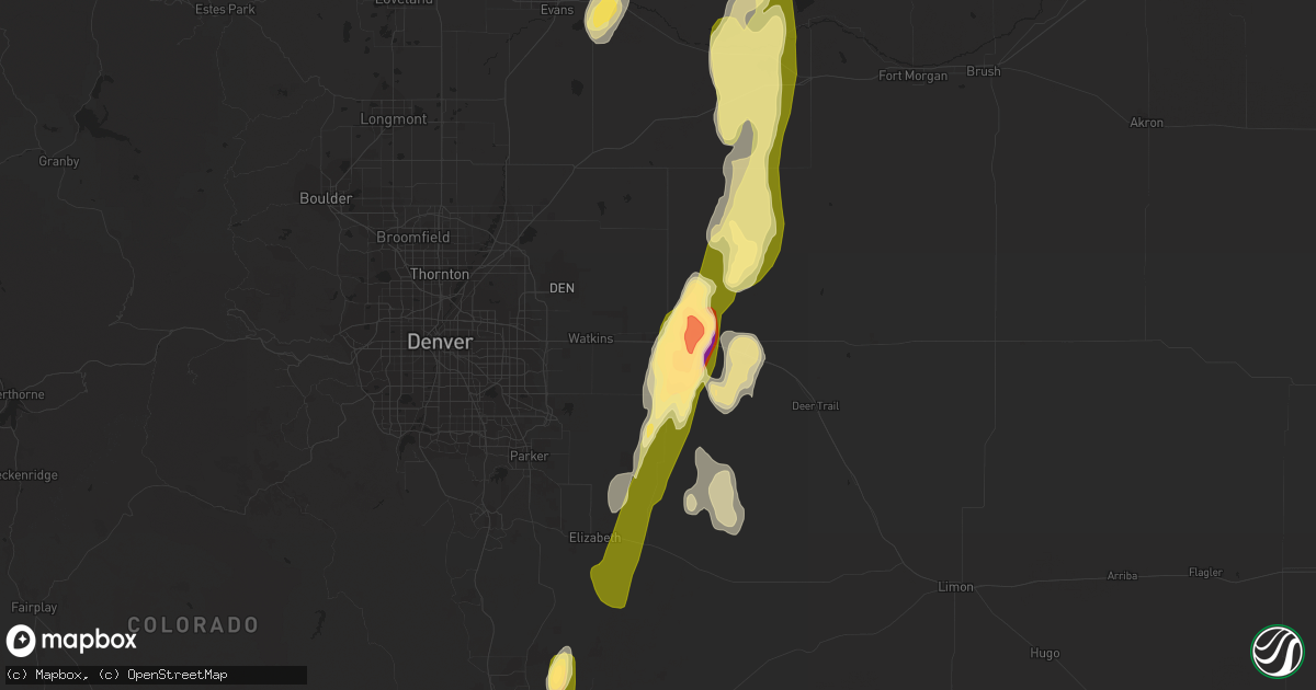 Hail map in Bennett, CO on May 7, 2016