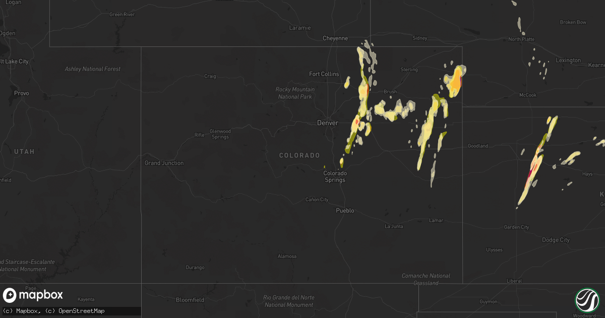 Hail map in Colorado on May 7, 2016