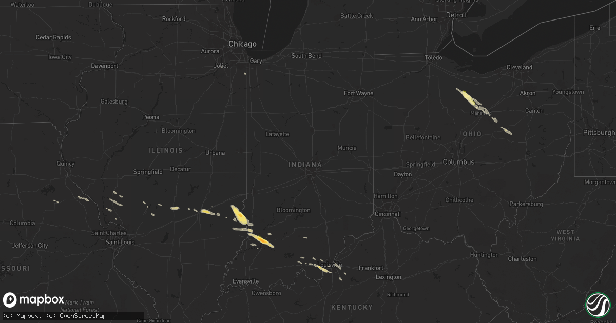 Hail map in Indiana on May 7, 2016