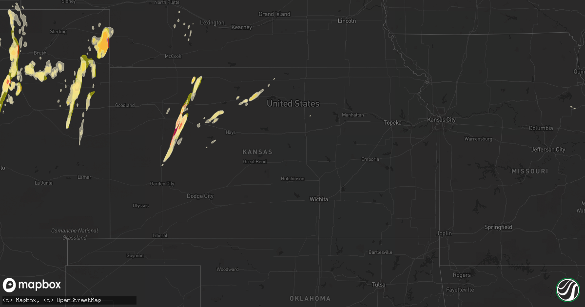Hail map in Kansas on May 7, 2016