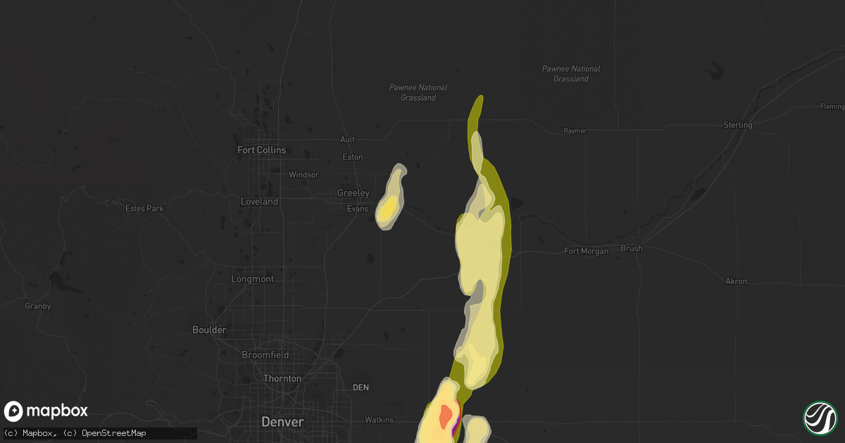Hail map in Kersey, CO on May 7, 2016
