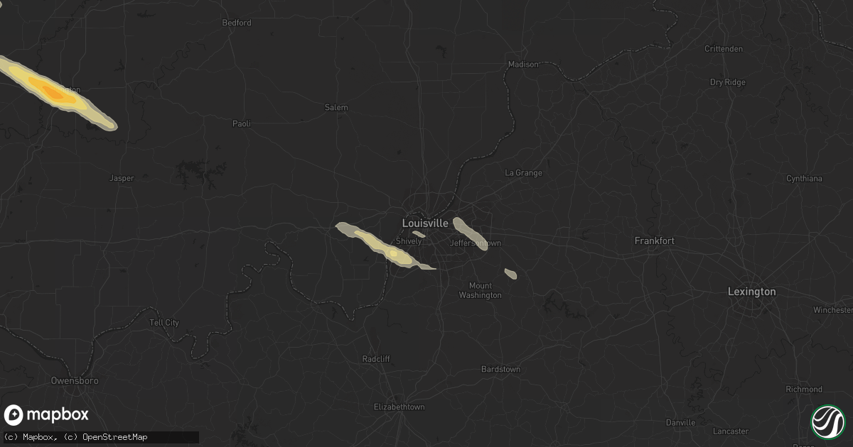 Hail map in Louisville, KY on May 7, 2016