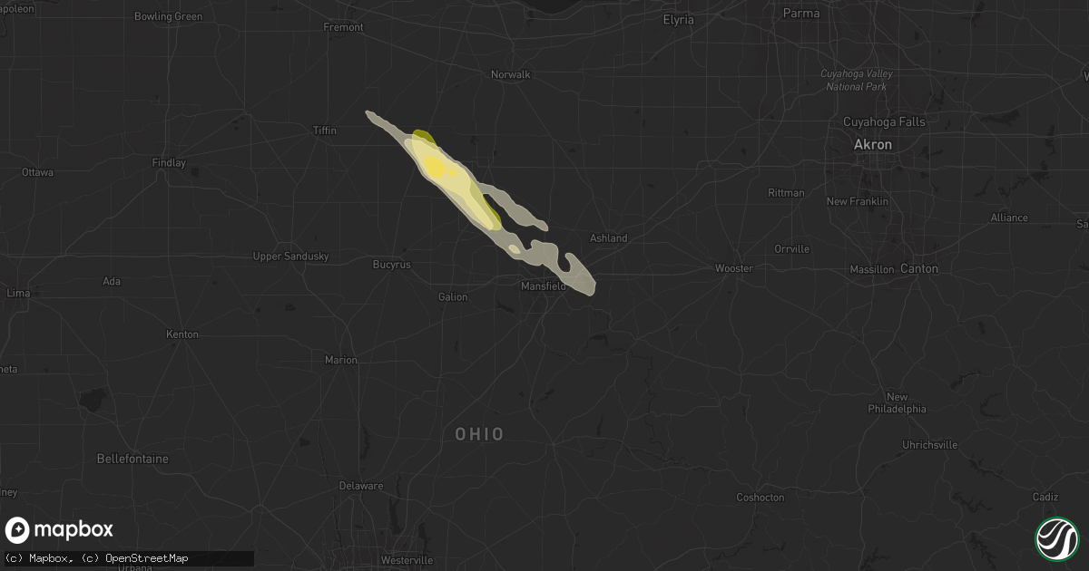 Hail map in Mansfield, OH on May 7, 2016