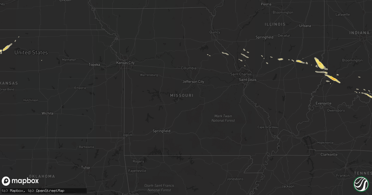 Hail map in Missouri on May 7, 2016