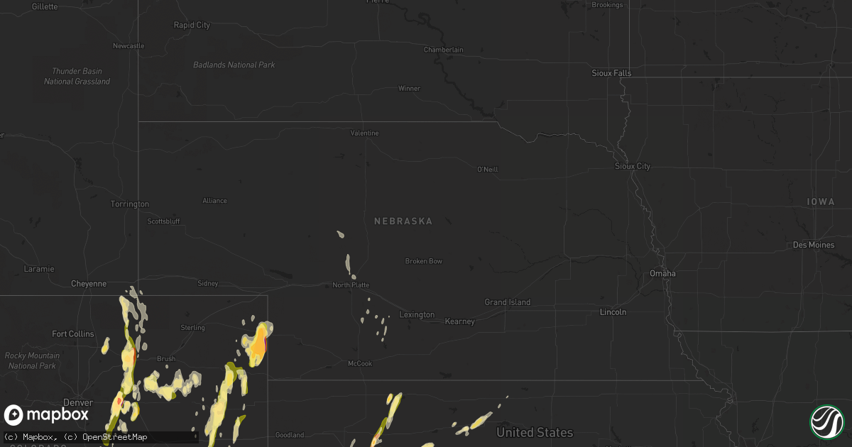 Hail map in Nebraska on May 7, 2016