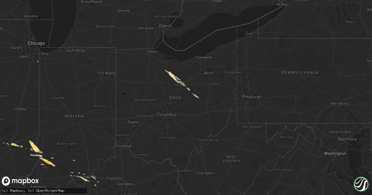 Hail map in Ohio on May 7, 2016