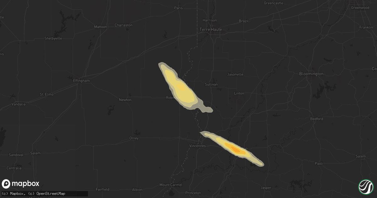 Hail map in Palestine, IL on May 7, 2016